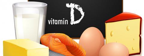 Vitamin D foods with chalkboard