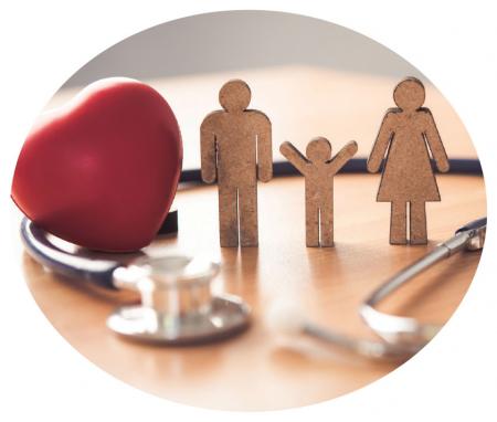 cutout family with stethoscope